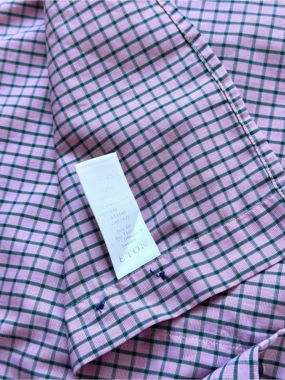 Eton Men's Purple Square Check Button Up Dress Shirt - Easy Iron - Size 39/M - Picture 7 of 7